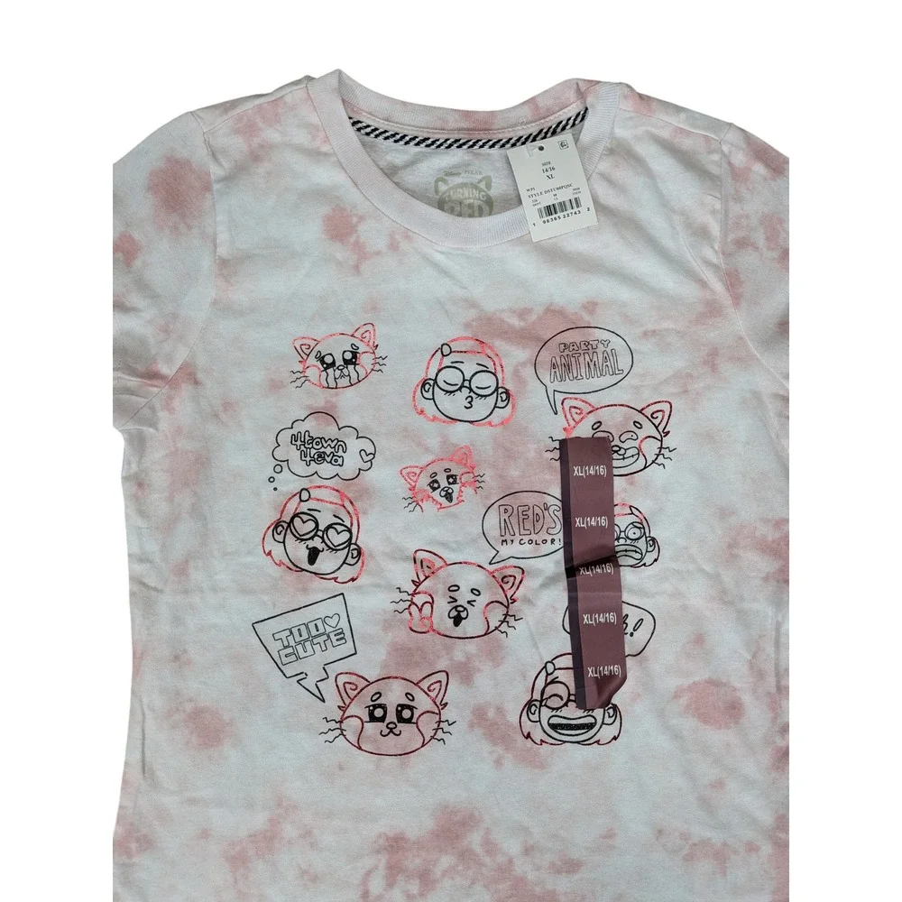 Disney Pixar Turning Red Girls XL 14/16 Pink Tie Dye Graphic T-Shirt NWT